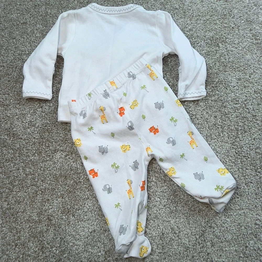 Kissy Kissy Newborn Pima Cotton Safari Animal Kimono Top & Footed Pants Set